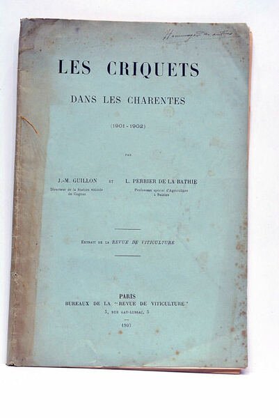 Les criquets dans les charentes. (1901-1902). Extrait de la Revue …