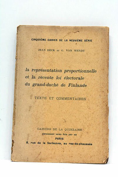 La représentation proportionnelle et la récente loi électorale du grand-duché …