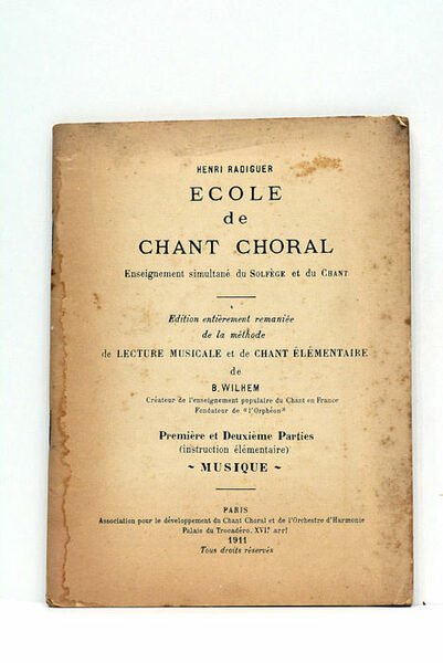 Ecole de chant choral. Enseignement simultané du Solfège et du …