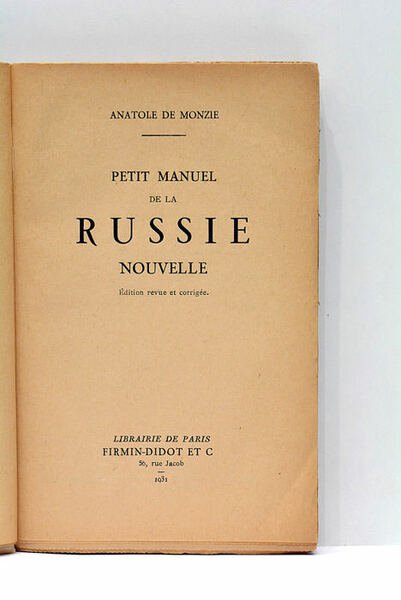 Petit Manuel de la Russie nouvelle. Édition revue et corrigée.