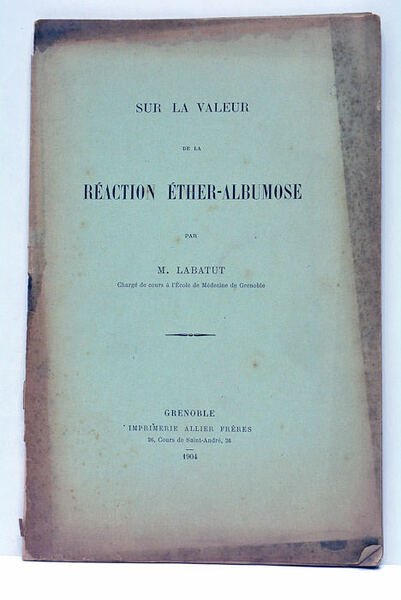 Sur la valeur de la réaction éther-albumose.