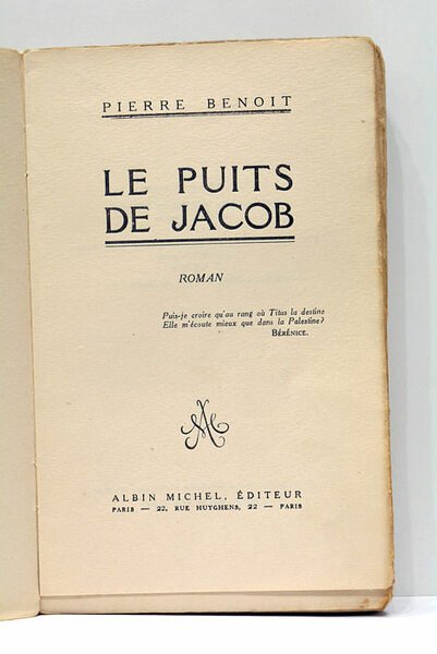 Le Puits de Jacob. Roman.