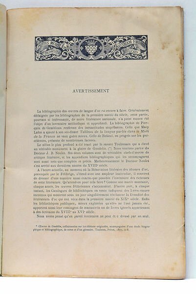 Bibliographie Languedocienne de l'Aude.