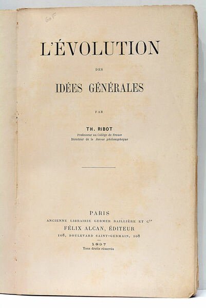 L'Évolution des idées générales.