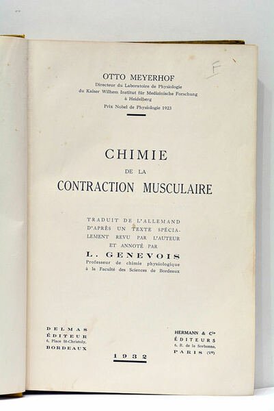Chimie de la contraction musculaire. Traduit de l'allemand d'après un …