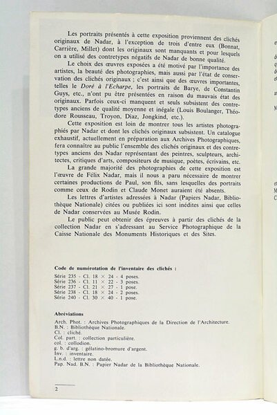 Nadar Photographe. Portraits d'artistes et de critiques.