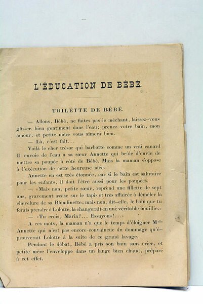 ÉDUCATION (L') DE BÉBÉ.