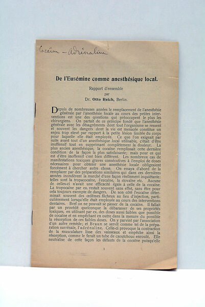 De l'Eusémine comme anesthésique local. Rapport d'ensemble.