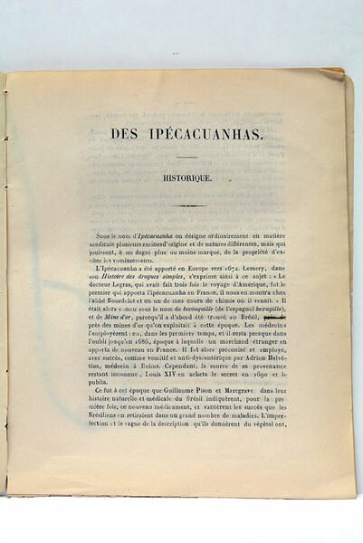 Des Ipécacuanhas et de l'émétine. Thèse présentée et soutenue à …
