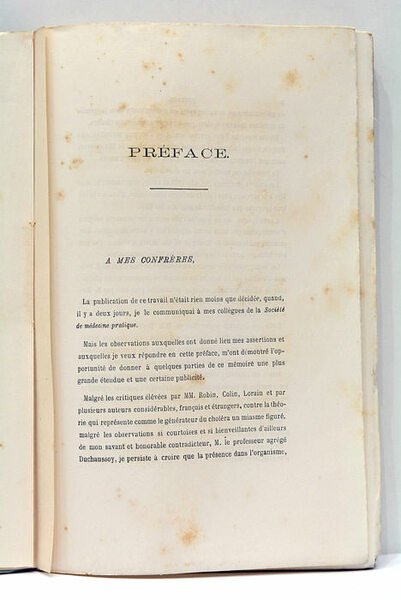 Des infiniment petits rencontrés chez les cholériques. Ètiologie, prophylaxie et …