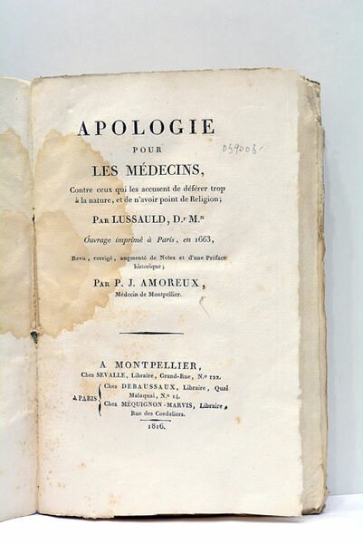 Apologie pour les Médecins, Contre ceux qui les accusent de …