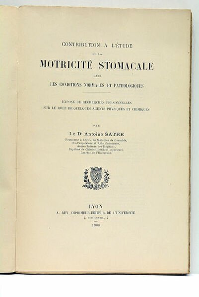 Contribution à l'étude de la motricité stomacale dans les conditions …