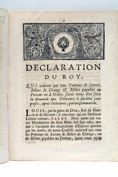 DÉCLARATION DU ROY DONNÉE À VERSAILLES LE VINGT-HUITIÈME NOVEMBRE 1713. …