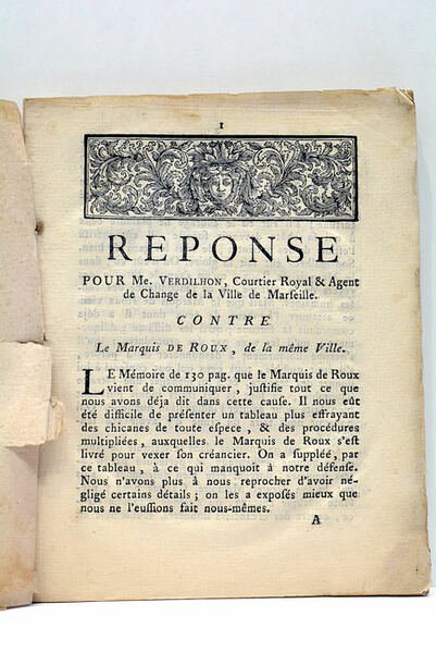 Réponse contre le Marquis de Roux.