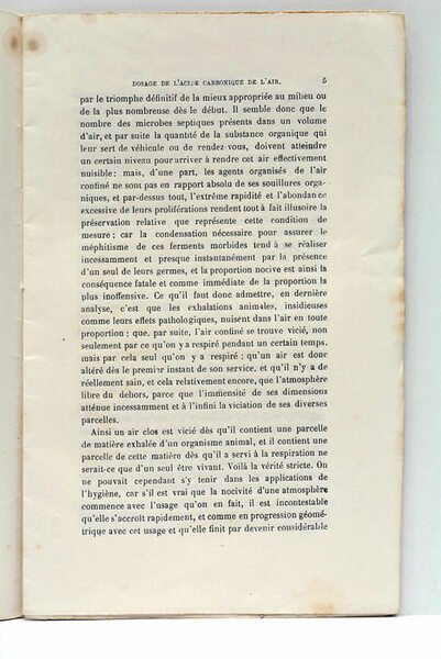 Dosage hygiènique de l'acide carbonique de l'air. Nouveau procédé.