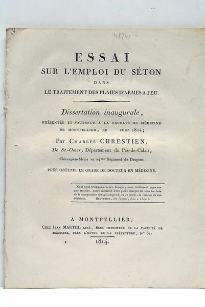 Essai sur l'emploi du séton dans le traitement des plaies …
