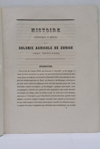 Histoire typographique et médicale de la Colonie agricole de Zurich …