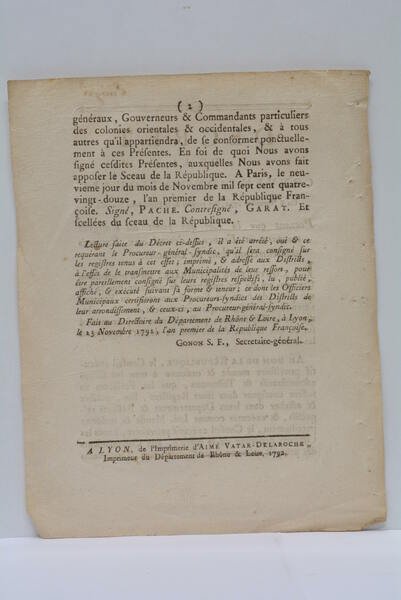DÉCRET DE LA CONVENTION NATIONALE, DU 8 NOVEMBRE 1792, L'AN …