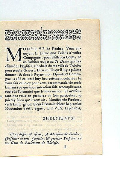 LETTRE DU ROY ESCRITE A SON PARLEMENT DE TOLOSE, SUR …