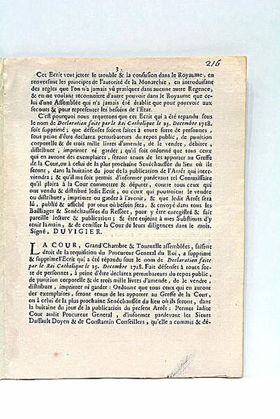 ARREST DE LA COUR DE PARLEMENT DE BORDEAUX, PORTANT SUPPRESSION …