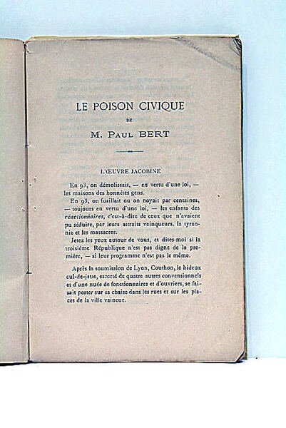 Le Poison Civique, maçonnique et obligatoire selon la formule du …