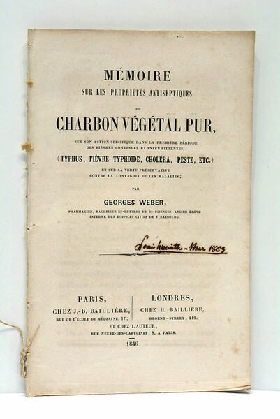 Mémoire sur les propriétés antiseptiques du charbon végétal pur, sur …