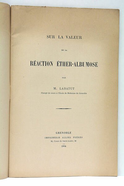 Sur la valeur de la réaction éther-albumose.