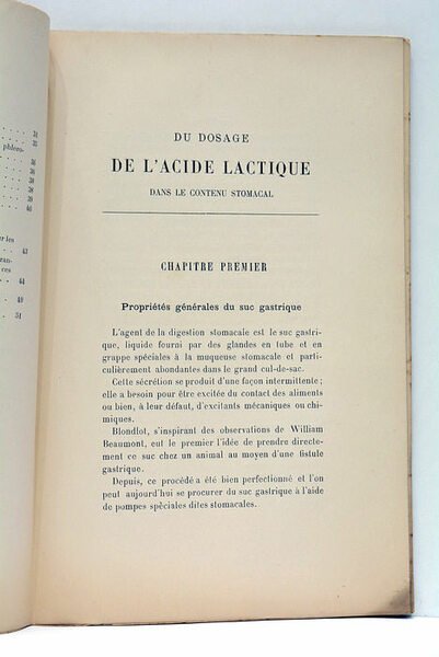 Du dosage de l'acide lactique dans le contenu stomacal.