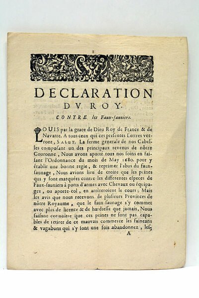 DECLARATION DU ROY CONTRE LES FAUX-SAUNIERS.