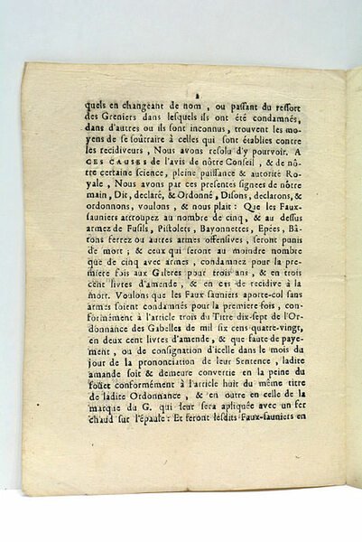DECLARATION DU ROY CONTRE LES FAUX-SAUNIERS.