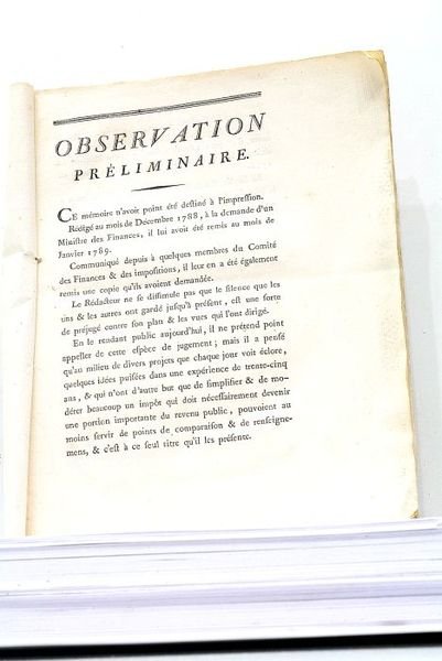 MEMOIRE et Observations sur quelques Impôts Indirects.