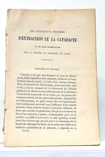 Des Principaux Procédés d'Extraction de la Cataracte et de leur …