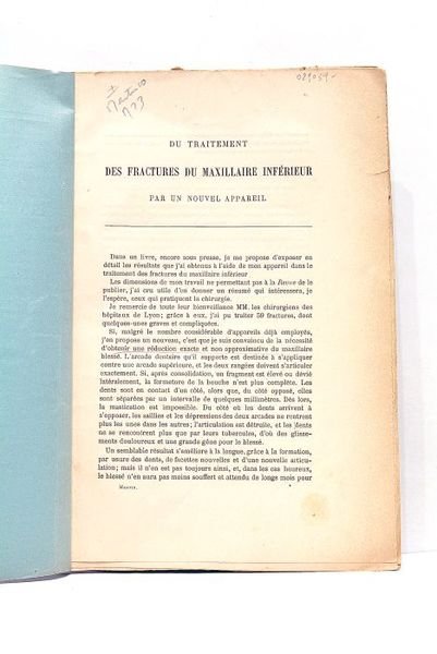 Du Traitement des Fractures du Maxillaire Inférieur par un Nouvel …