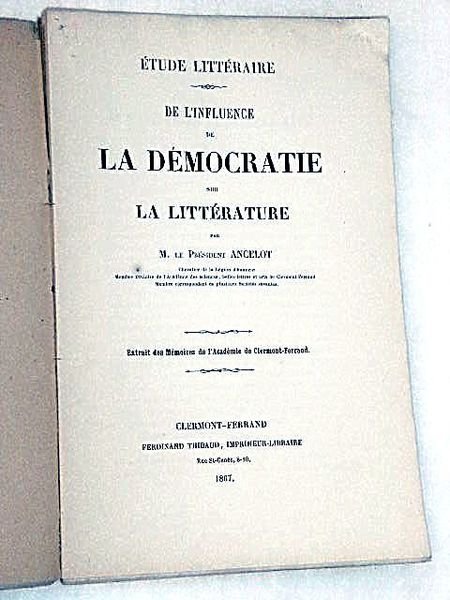 De l'Influence de la Démocratie sur la Littérature.