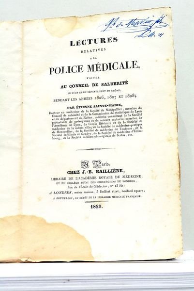 Lectures relatives à la Police Médicale faites au Conseil de …