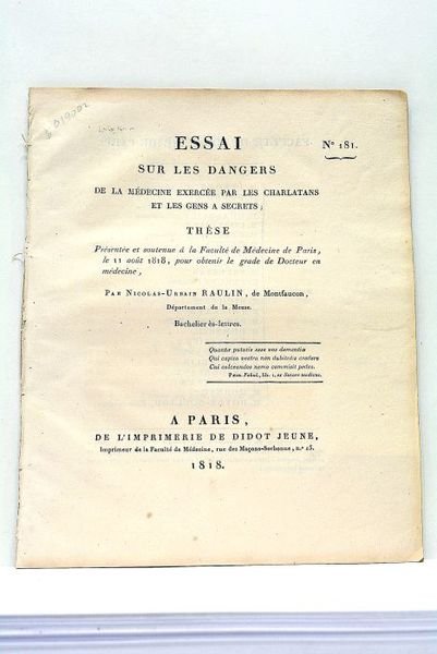 Essai sur les Dangers de la Médecine exercée par les …