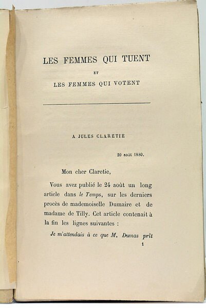 Les Femmes qui tuent et les Femmes qui votent. Douzième …