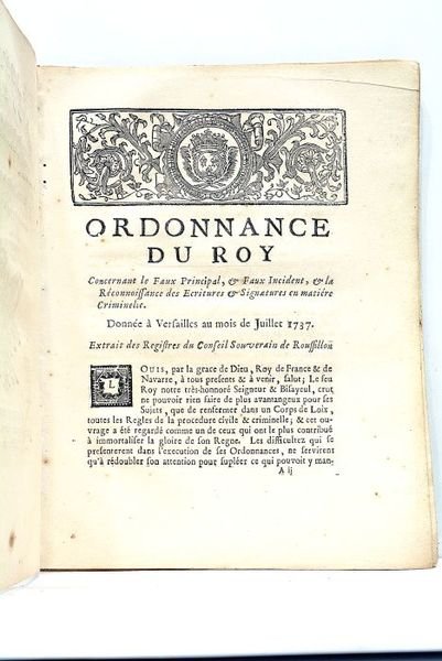 ORDONNANCE DU ROY concernant le Faux Principal et Faux Incident …