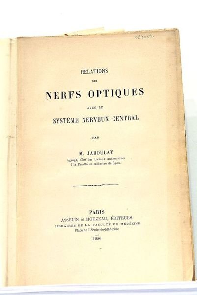 Relations des Nerfs Optiques avec le Système Nerveux Central.