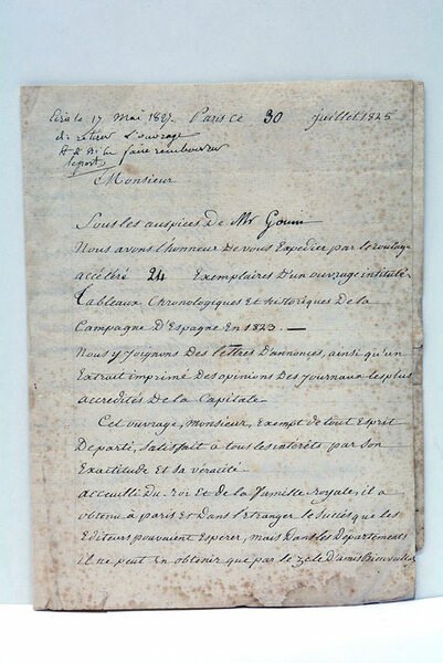 Monsieur, Nous avons l'honneur de vous expédier par le roulage …