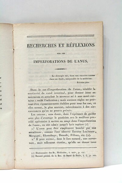 Recherches et Réflexions sur les Imperforations de l'Anus. A Nantes, …