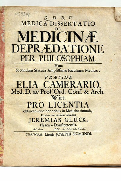 De Medicinae Depraedatione per Philosophiam.