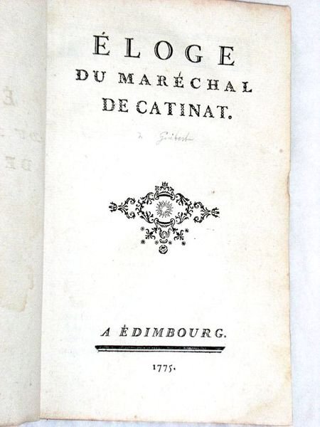 Eloge du Maréchal de Catinat.