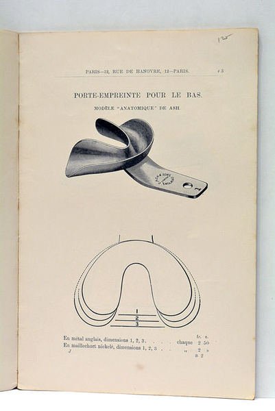 Prix-Courant des Porte-Empreintes et des Matières pour Empreintes.