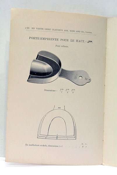 Prix-Courant des Porte-Empreintes et des Matières pour Empreintes.