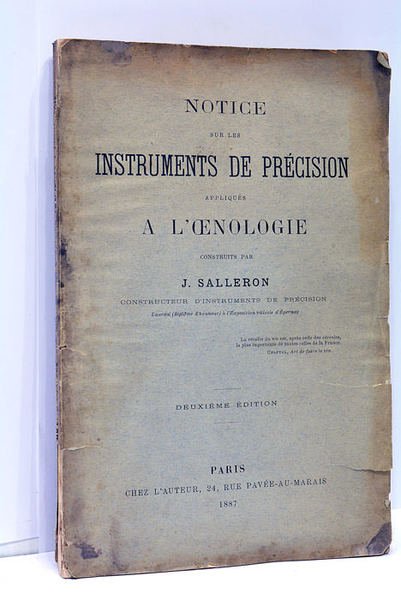 Notice sur les Instruments de Précision appliqués à l'Oenologie. Deuxième …
