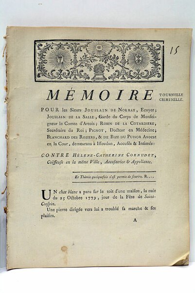 MÉMOIRE POUR LES SIEURS JOUSLAIN DE NORRAY, ECUYER; JOUSLAIN DE …