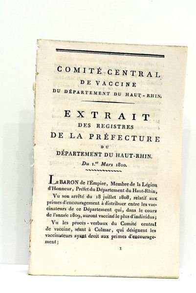COMITE CENTRAL de Vaccine du Département du Haut-Rhin. Extrait des …