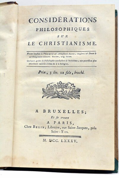 Considérations Philosophiques sur le Christianisme.