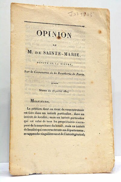 Opinion sur le Commerce de la Boucherie de Paris.